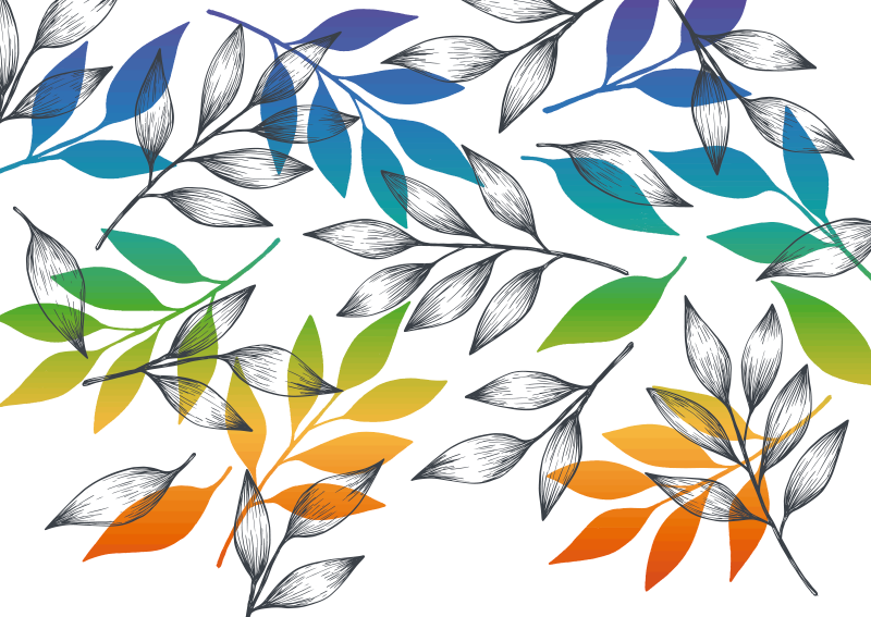 Vinylteppich Blumen regenbogenfarbene Blätter - TenStickers