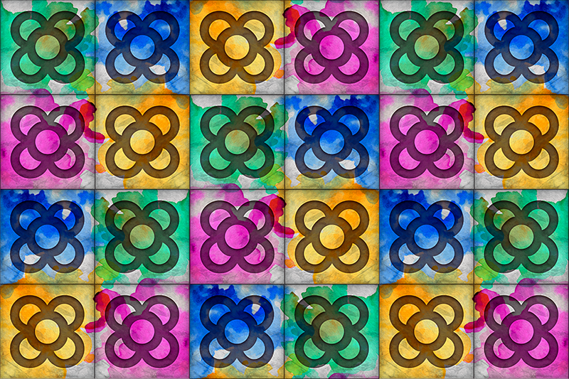 Vinylteppich Retro bunte Pflastersteine - TenStickers