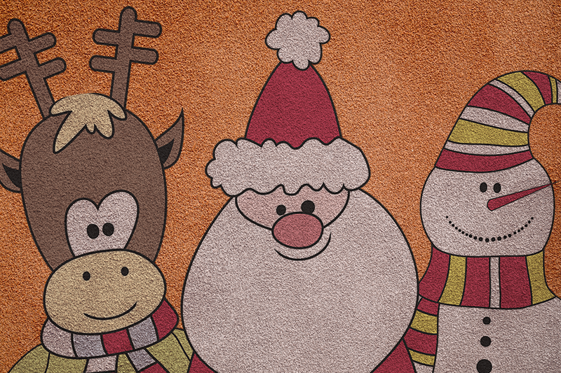 Vinyl Teppich Weihnachten reindeer, Santa und Schneemann - TenStickers