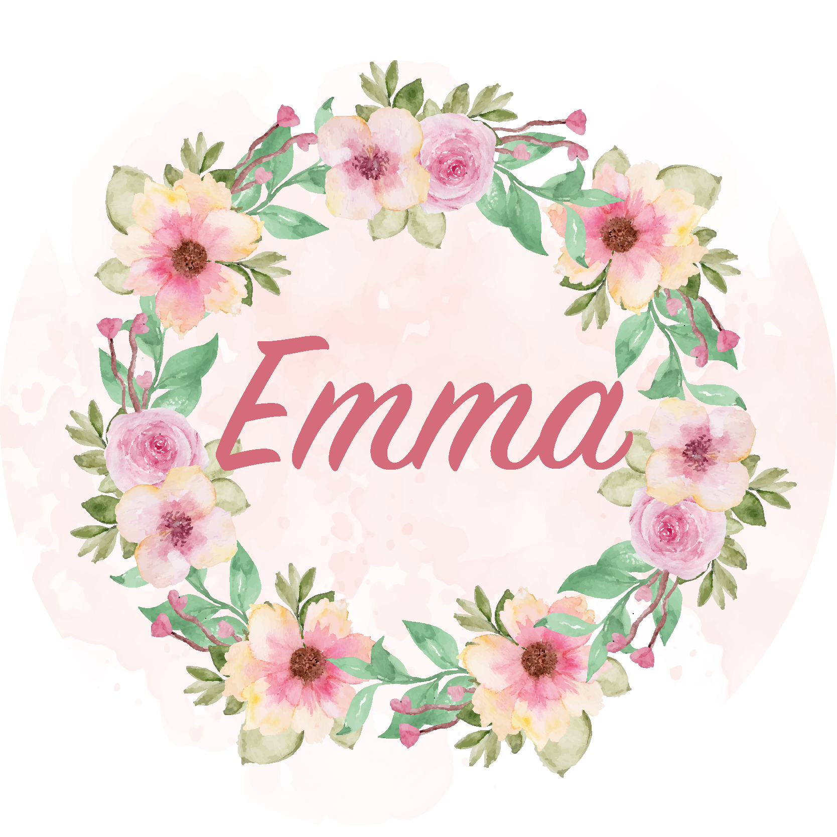 Vinyl Teppich mit Name krone aus blumen - TenStickers