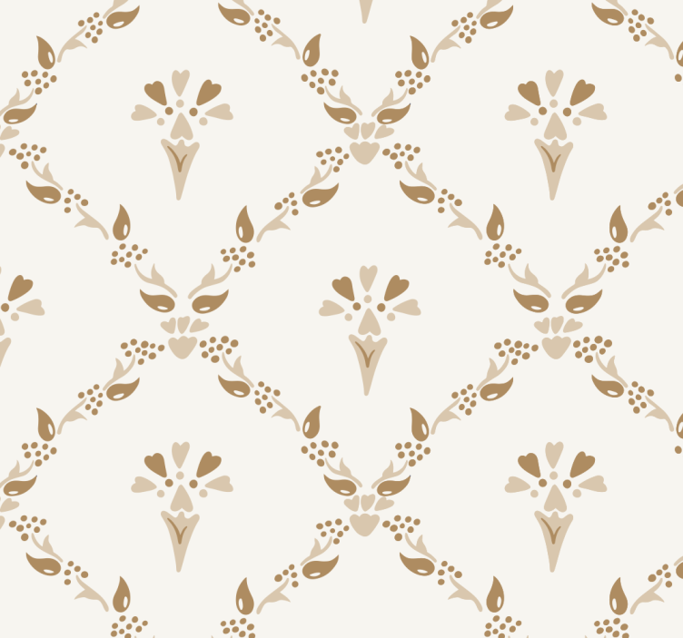 Tapete beige sechseckiges Blumenmuster - TenStickers