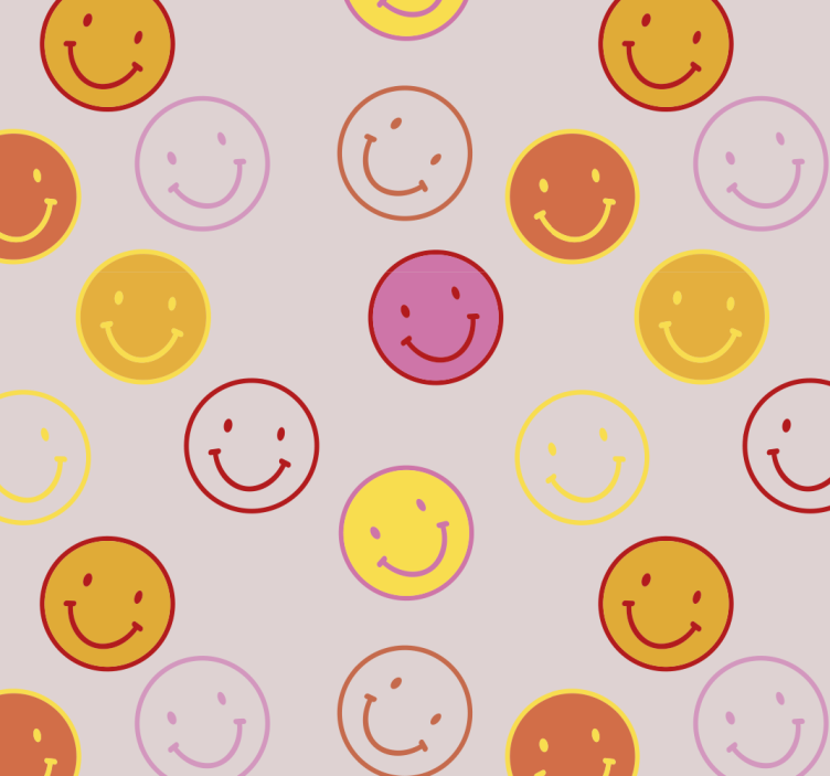 Tapete selbst gestalten smiley-muster - TenStickers