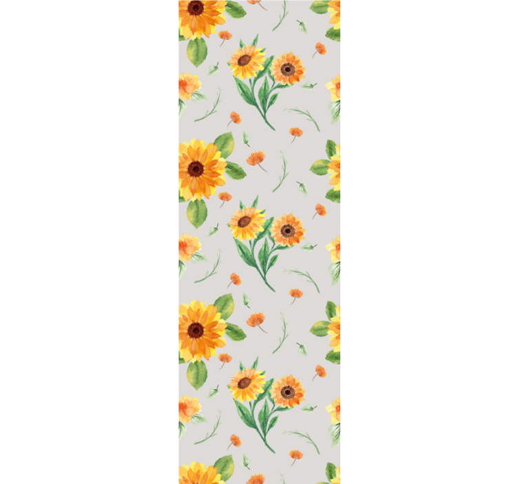 Blumentapete sonnenblumen-graumuster - TenStickers