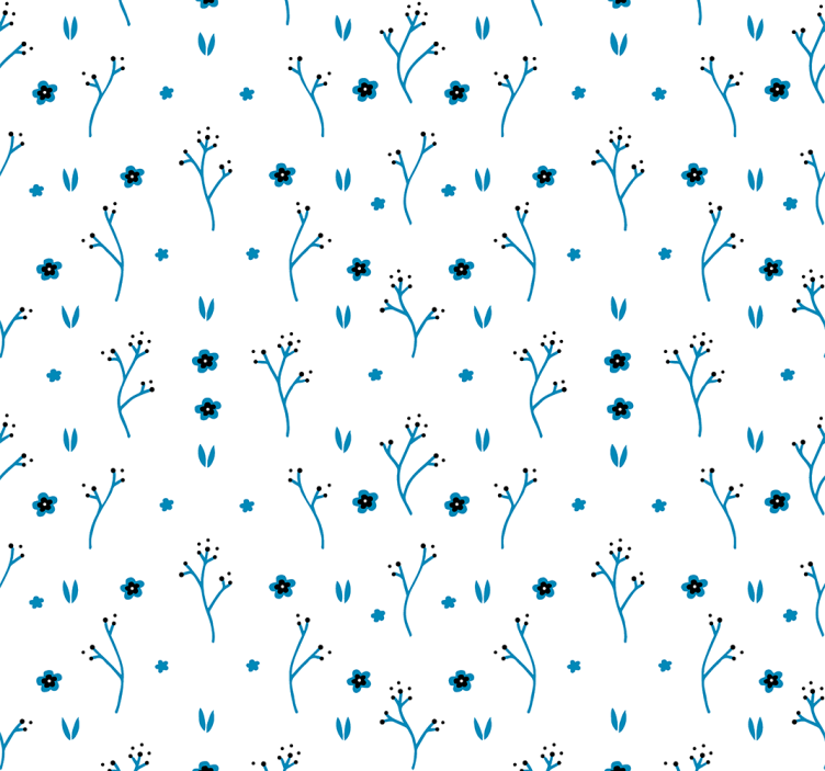 Blumentapete mit floralen blauen designs - TenStickers