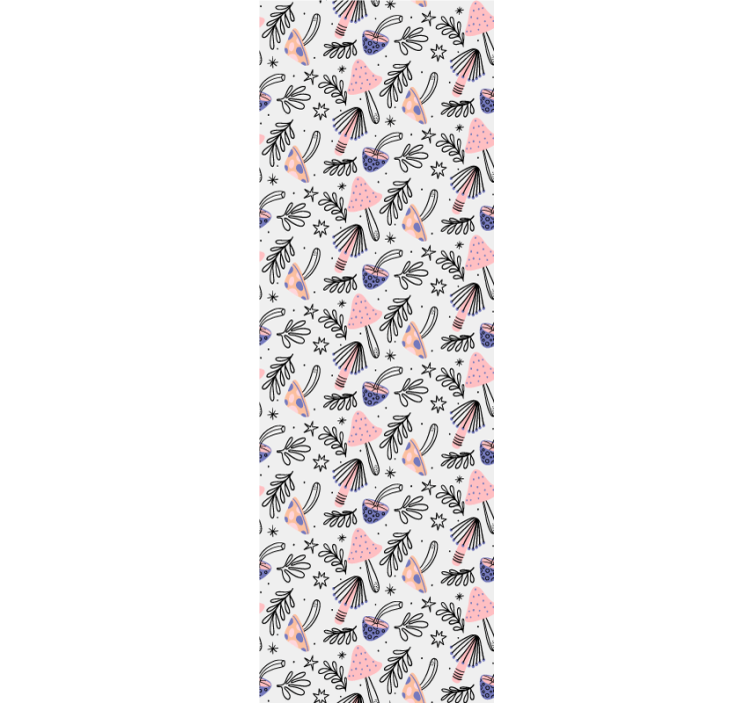 Tapete natur mit klassischen pilzen und blumen - TenStickers