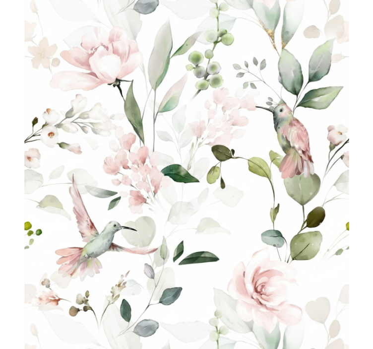 Tapete wohnzimmer mit sanften pastellvögeln - TenStickers