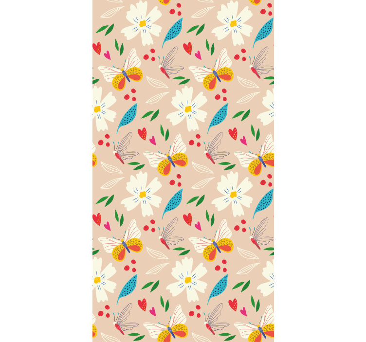 Tapete schmetterling blumen und schmetterlinge auf beige - TenStickers