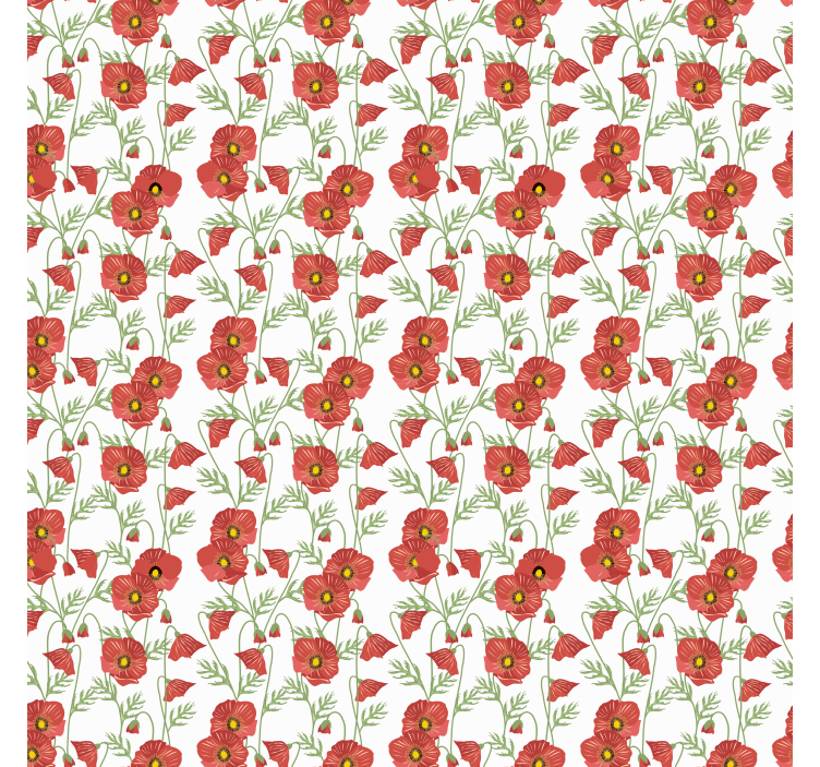 Tapete flur mohnblumenmuster in rot - TenStickers