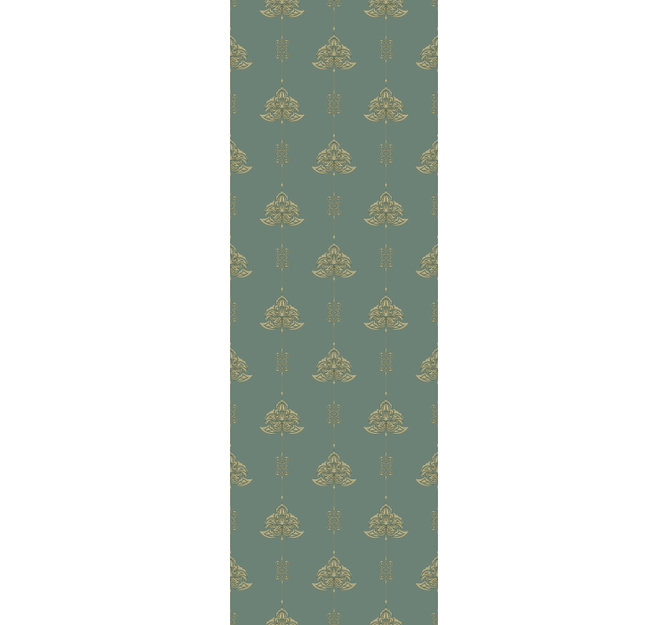 Tapete klassisch in teal mit goldenen blumenmuster - TenStickers
