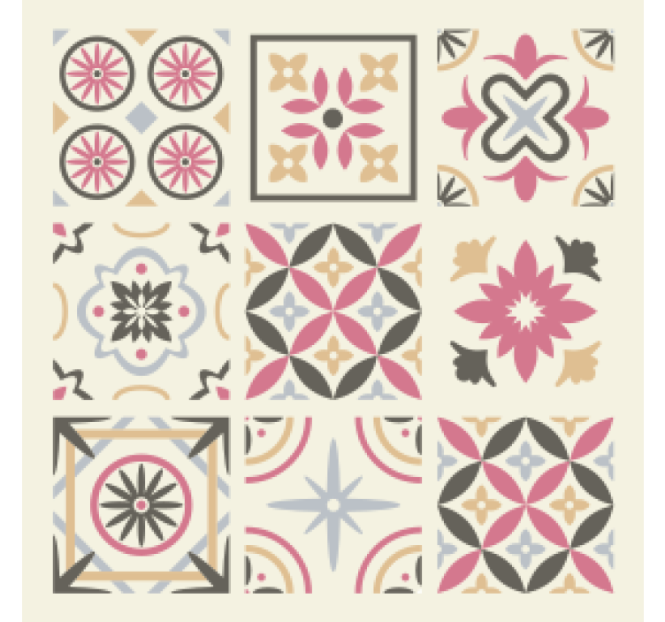 Tapete fliesen mit geometrisch floralem element - TenStickers