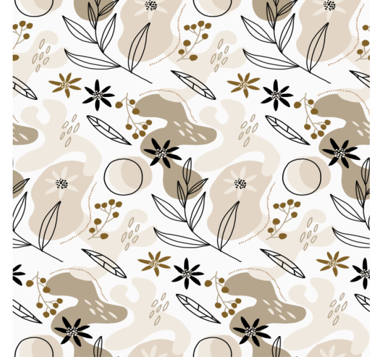 Blumentapete mit stilvollem muster in rosa und beige - TenStickers