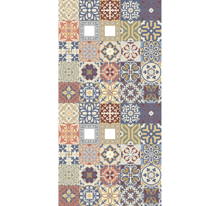 Tapete küche in buntem hydraulischem design - TenStickers