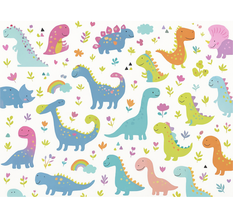 Tapete kinderzimmer bunte dinosaurier - TenStickers