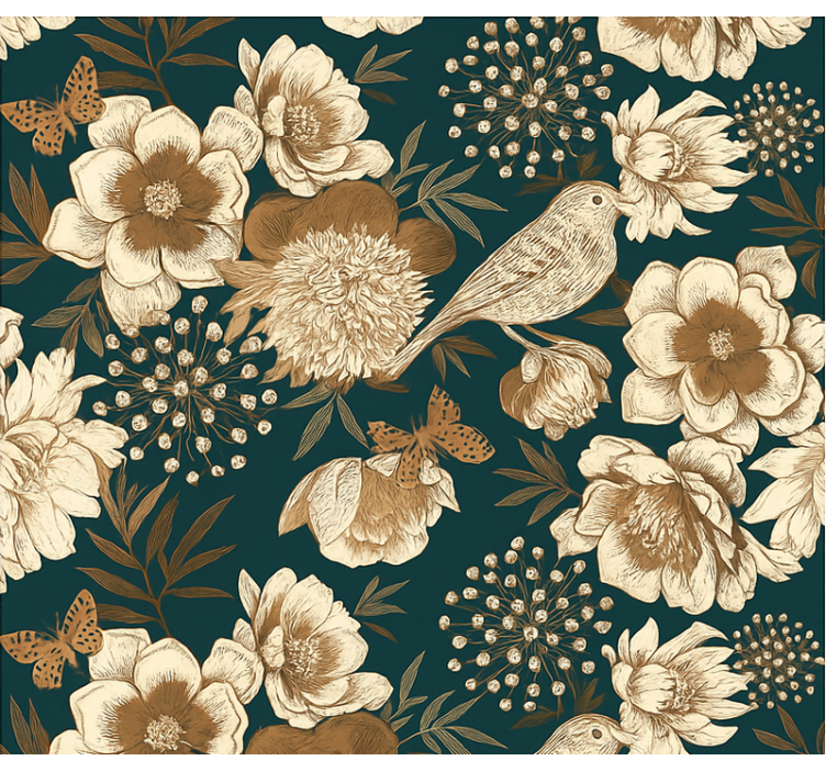 Tapete vögel im vintage botanischen chinoiserie stil - TenStickers