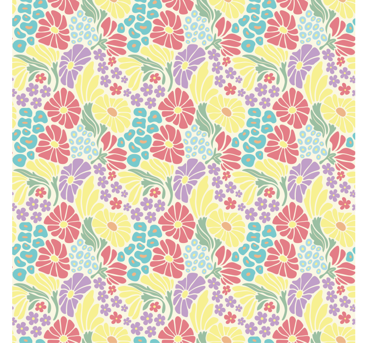 Blumentapete mit pastellfarbenen blumen - TenStickers