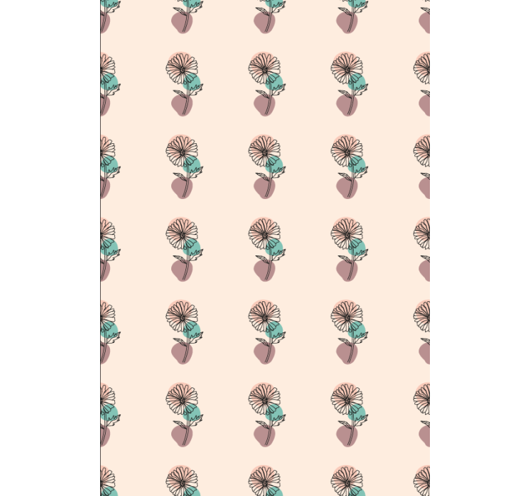 Blumentapete mit design von gänseblümchen in linienkunst - TenStickers