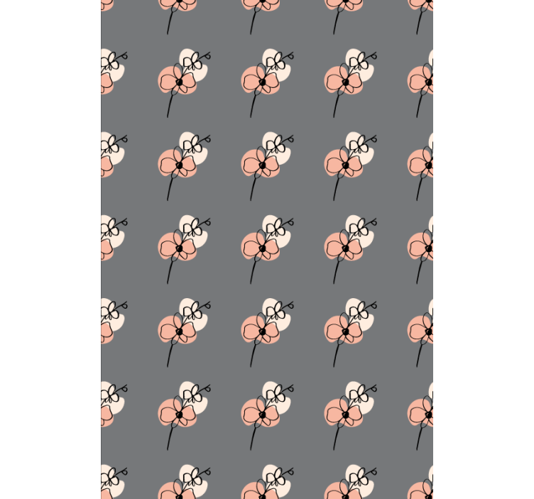 Blumentapete mit abstraktem orchideen-linienmuster - TenStickers