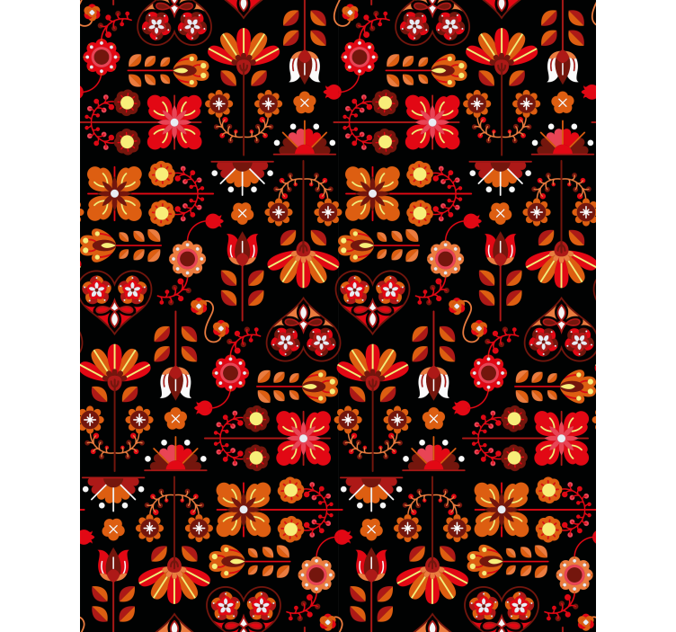 Tapete florale ornamente rotes ethnisches volksornament - TenStickers