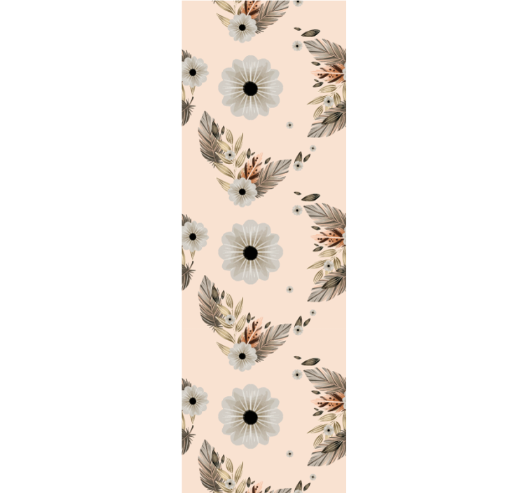 Tapeten schlafzimmer mit rosa und schwarzen pastellblumen - TenStickers