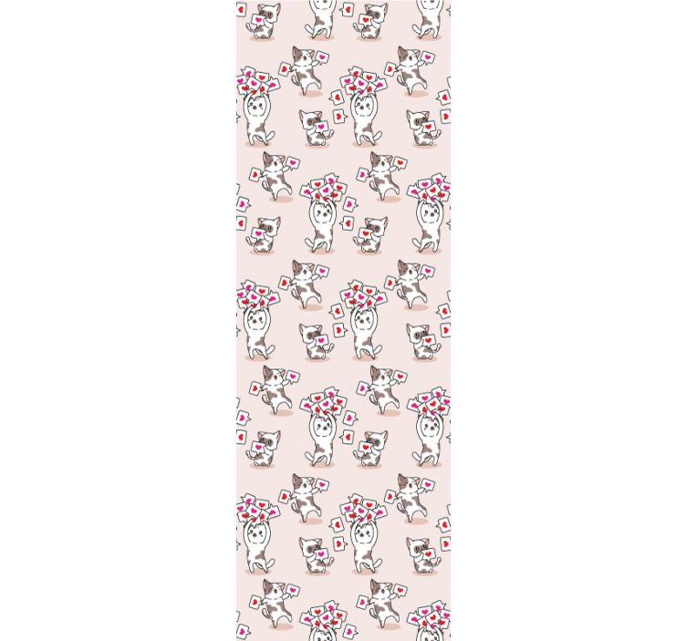 Tapeten schlafzimmer katzen mit herzsymbolen muster - TenStickers