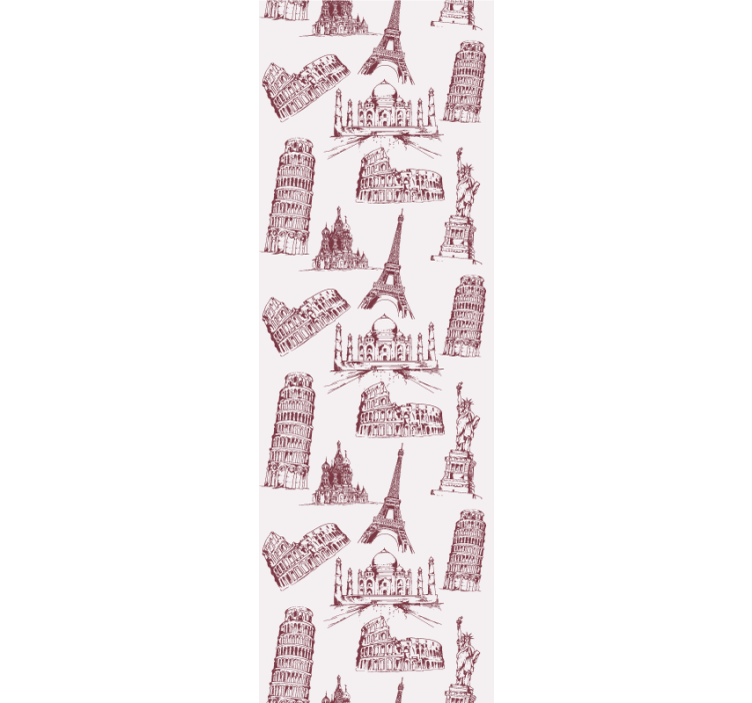 Tapeten schlafzimmer mit dem muster berühmter monumente - TenStickers