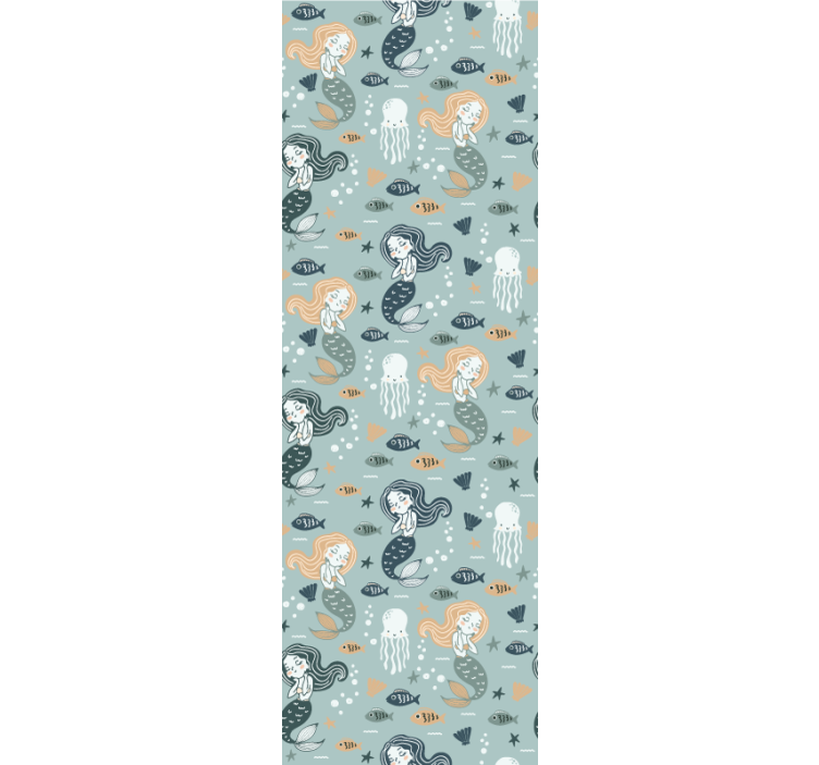 Tapeten schlafzimmer mit blauem zaubermeerjungfrauenmuster - TenStickers