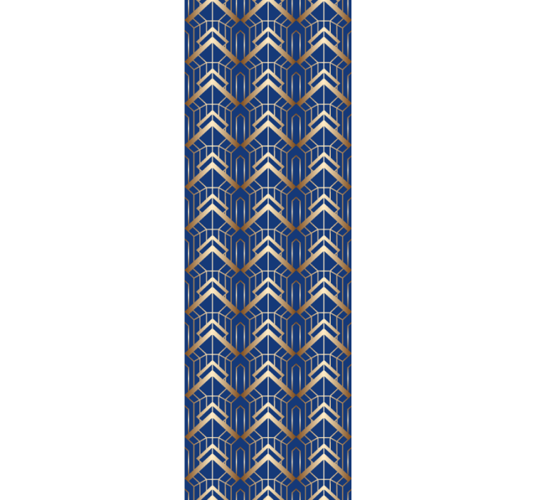 Tapeten schlafzimmer modernes kunstmuster blau gold - TenStickers