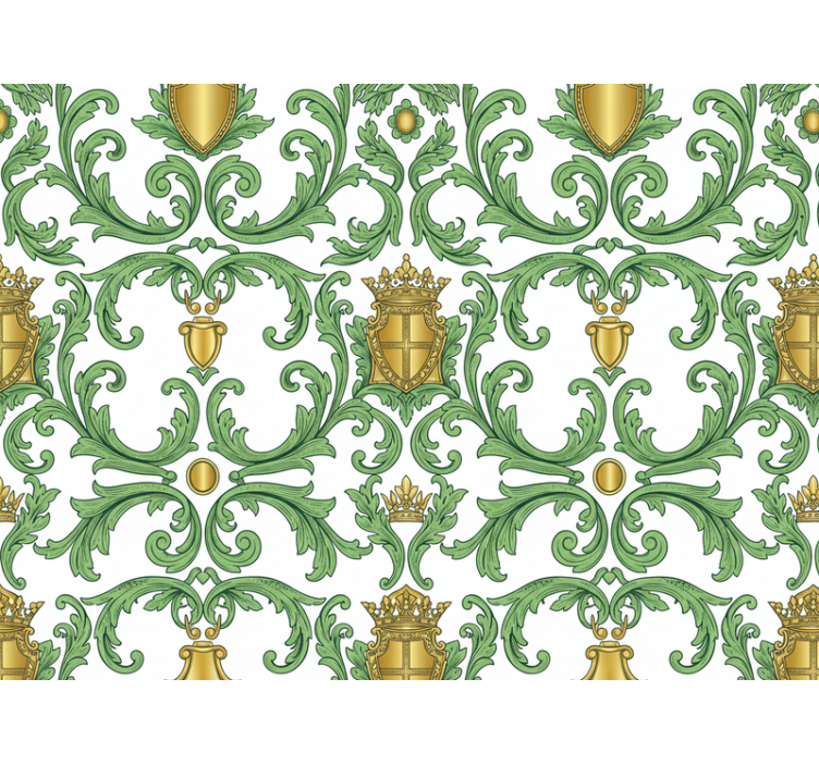 Barock tapete in ornamentalem grün und gold - TenStickers