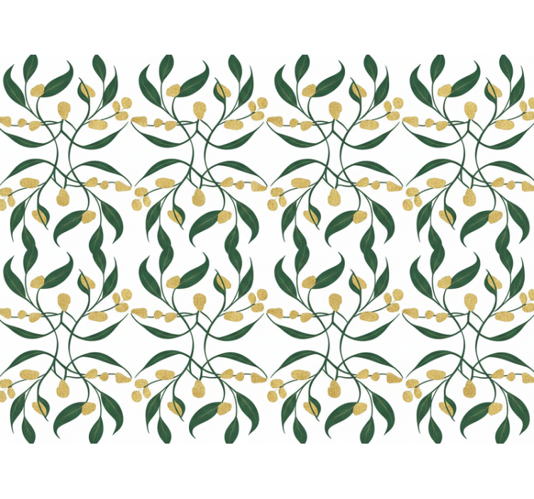 Tapete blätter grüne und goldene zweige - TenStickers