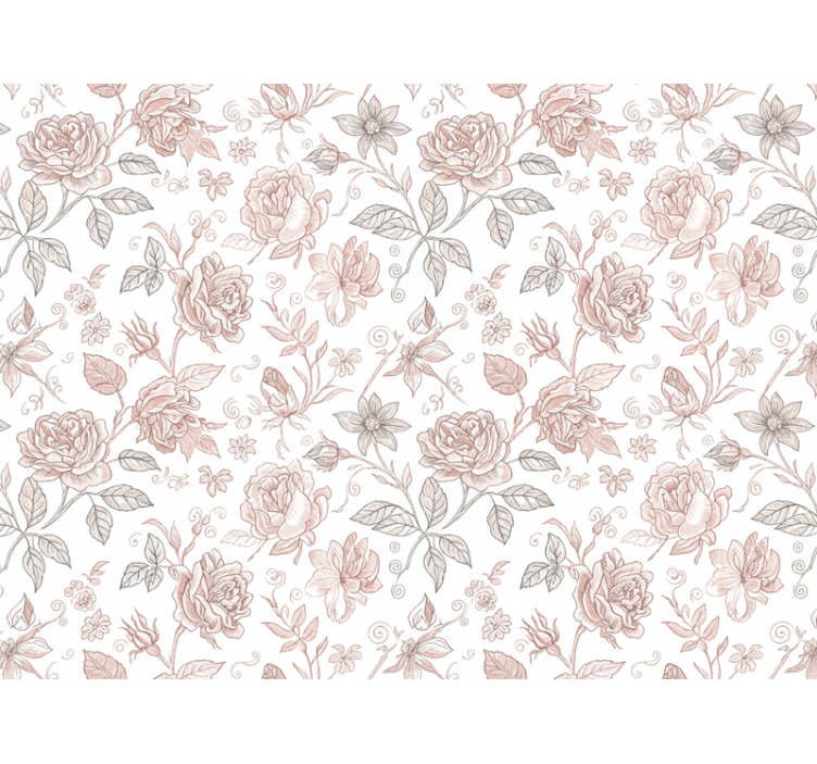 Blumentapete vintage rosen skizze (b0b3jt5n8b) - TenStickers