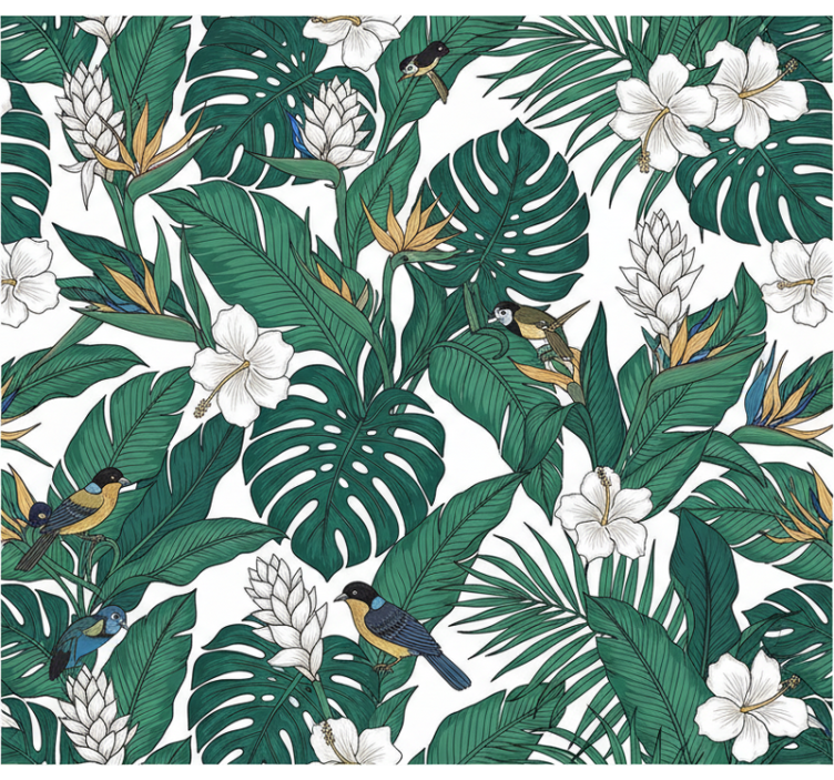Blumentapete jungle petrolgrün design (b0cgv35ln7) - TenStickers