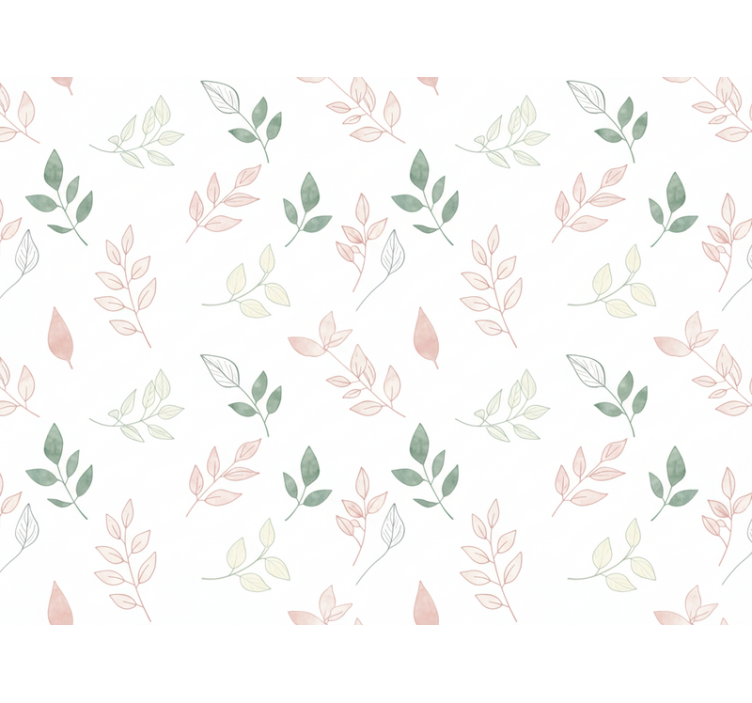 Blumentapete mit sanften blättern in zarten farben - TenStickers