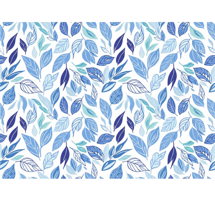 Blumentapete mit blauen gezeichneten blättern - TenStickers