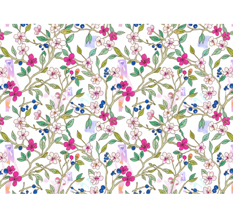 Blumentapete bunte blühende zweige (b0dt1p183s) - TenStickers