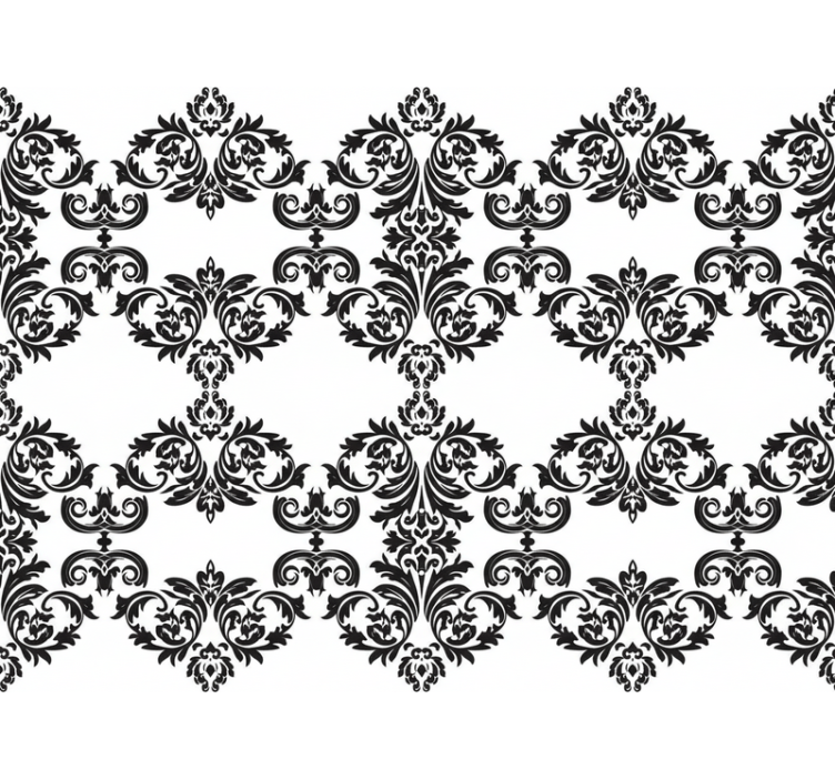 Barock tapete schwarzes damastblütenmuster - TenStickers