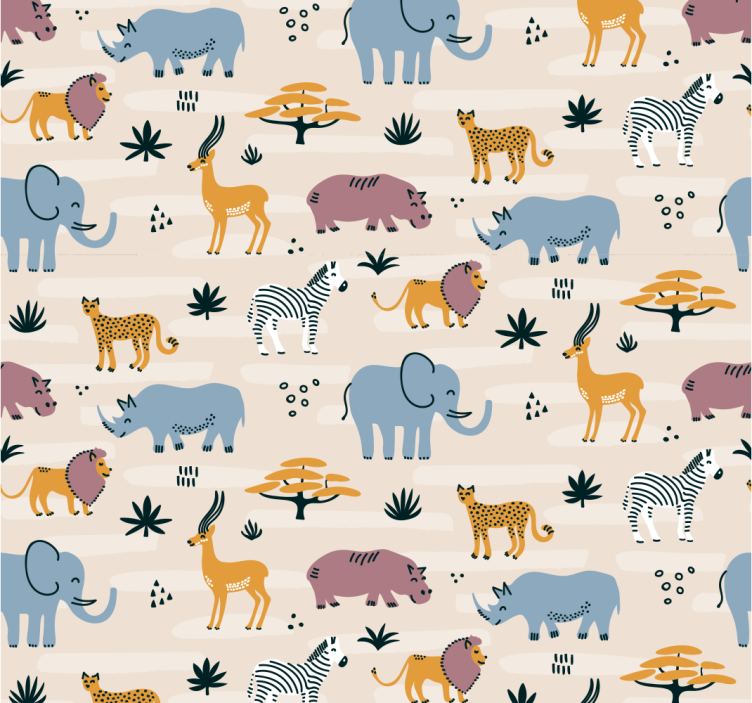 Wilde Tiere Kinder Tapete - TenStickers