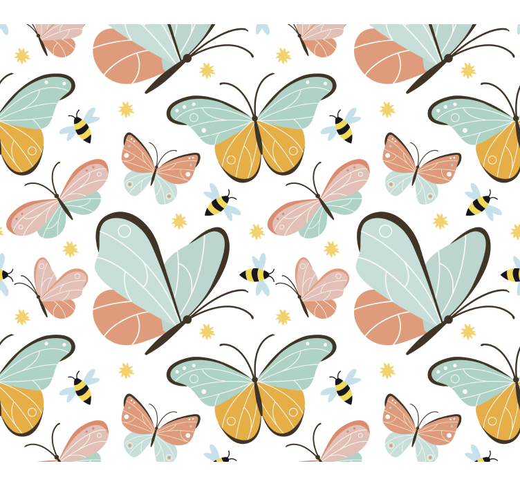 Tapete schmetterling und bienenmuster - TenStickers