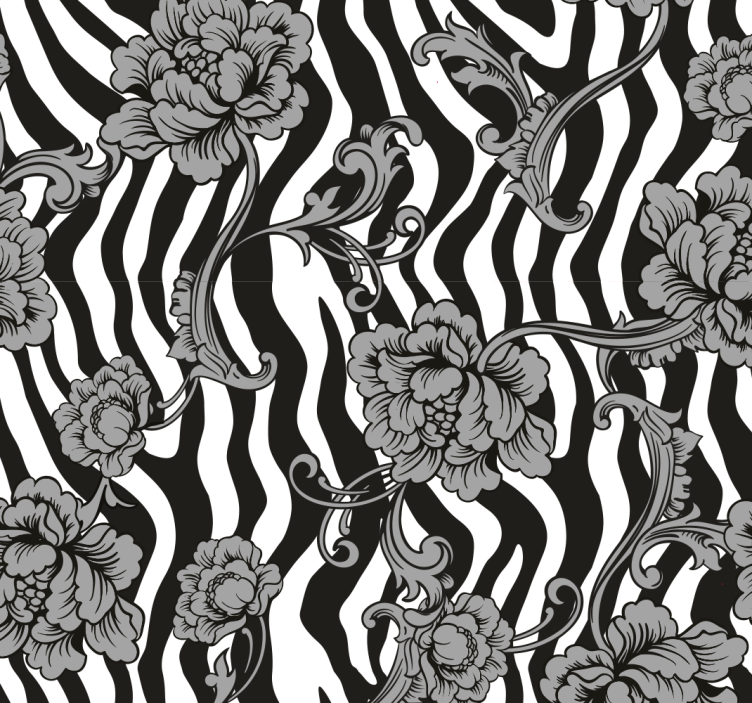 Zebra Streifen Blumen Fusion - TenStickers