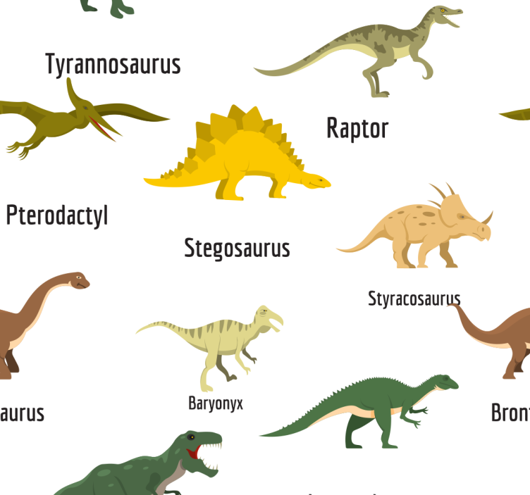 Tapete Kinderzimmer Realistische dinosaurier mit Namen - TenStickers