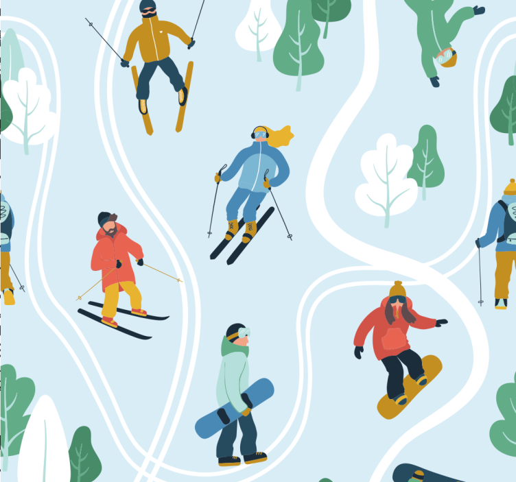 Tapete Babyzimmer spielerischer wintersport - TenStickers