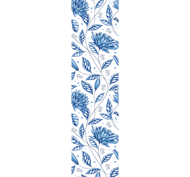 Blumentapete blaues blumenmuster - TenStickers