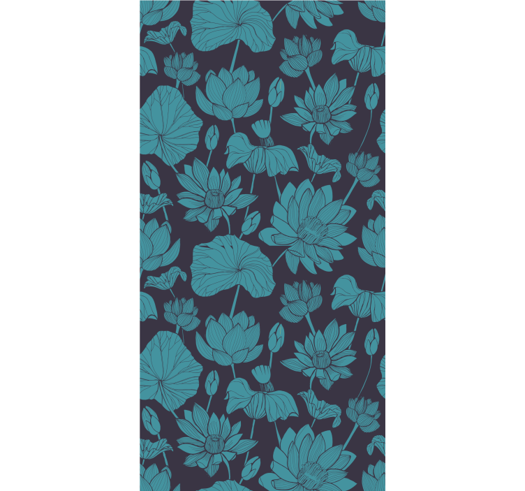 Blumentapete Blauer vintage lotus lot - TenStickers