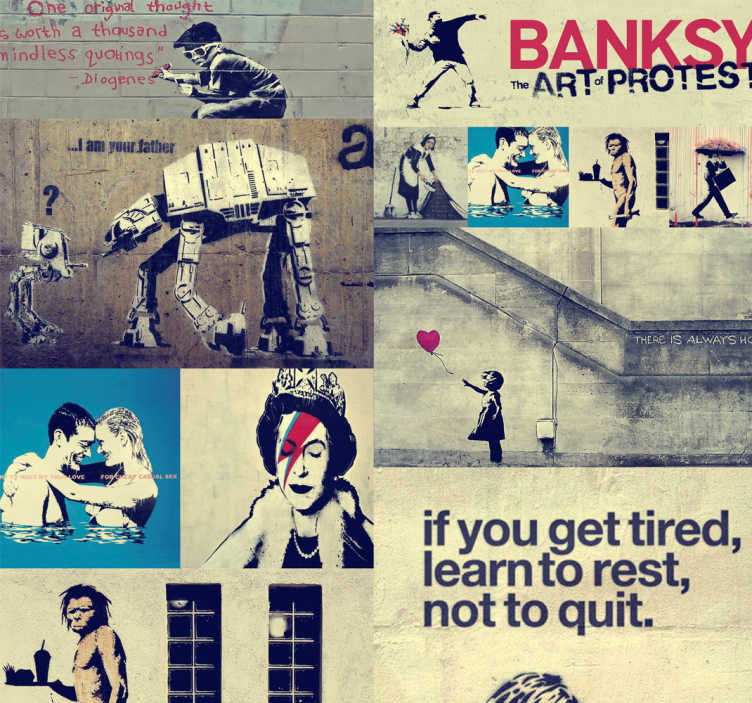 Tapeten kunst Collage Banksy - TenStickers
