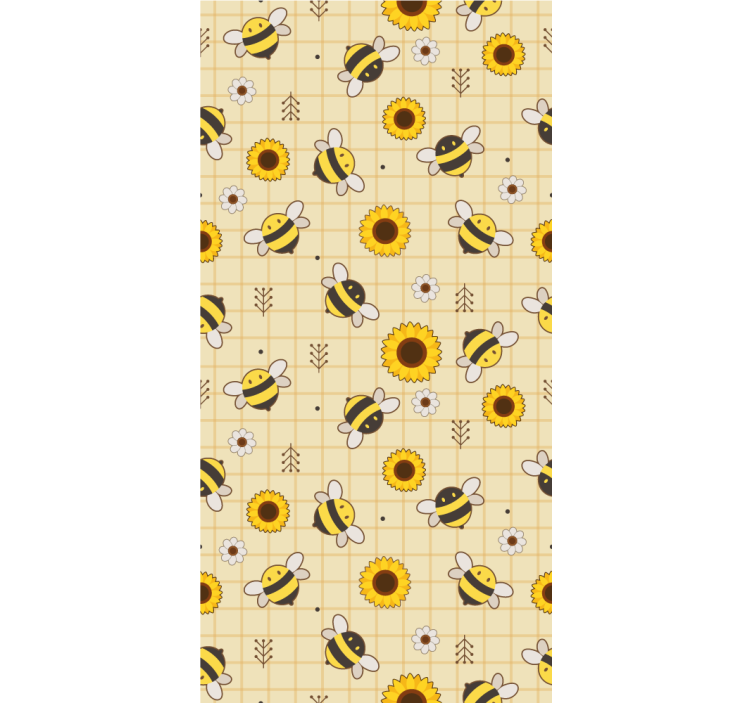 Tapete Tiere bienen-sonnenblumen-muster - TenStickers