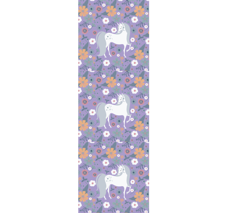 Tapete Tiere einhorn blumenmuster - TenStickers