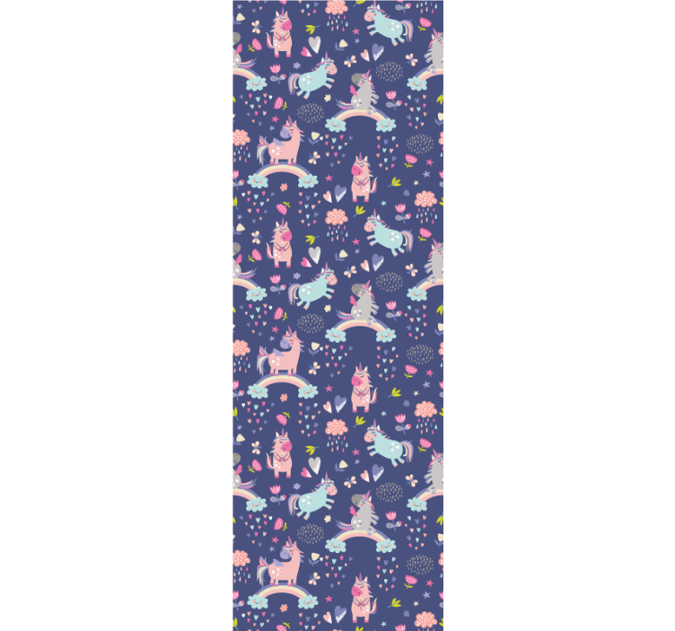 Kinderzimmer Tapete bunte Einhörner+ Regenbogen - TenStickers