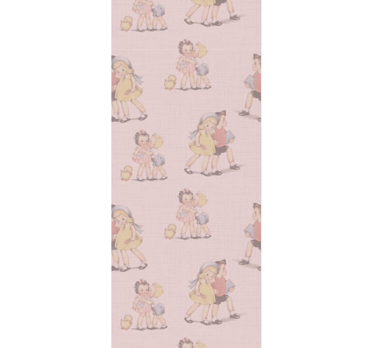 Retro Tapete 80er jahre Muster kinder und blumen - TenStickers