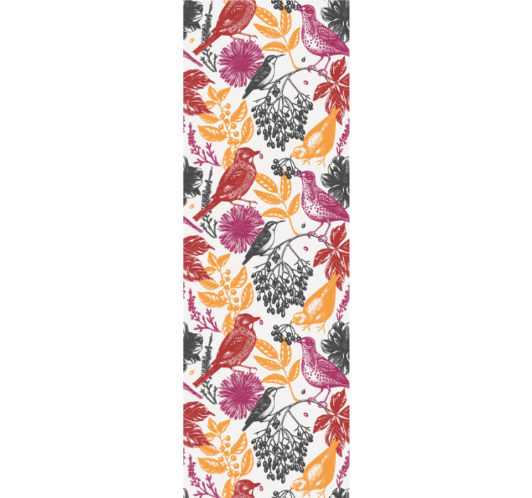 Tapete Vögel bunte blumen und blätter - TenStickers