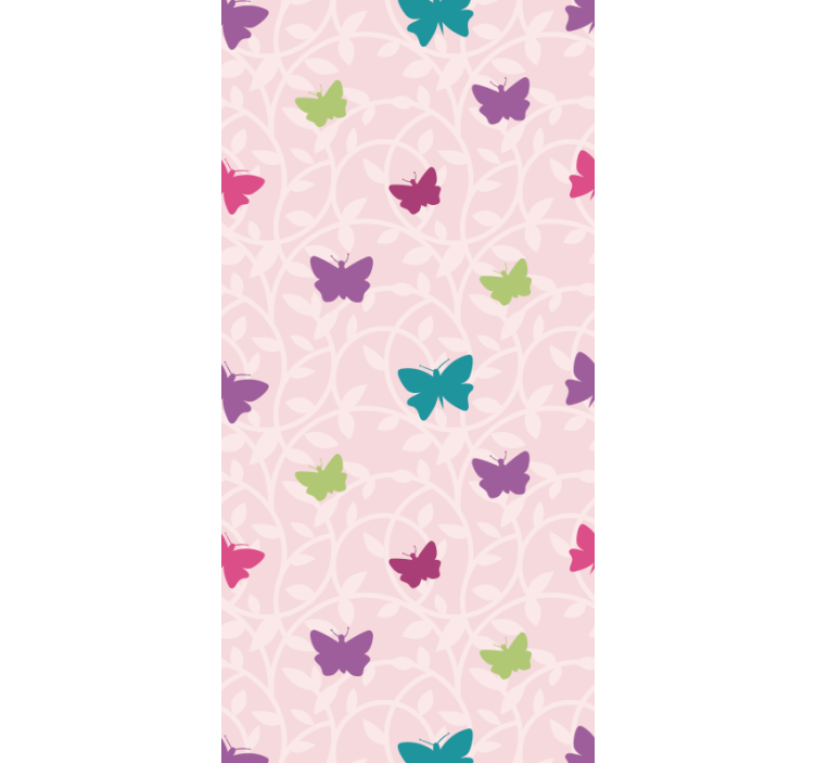 Tapete Kinderzimmer Rosa und buntes schmetterlingsmuster - TenStickers