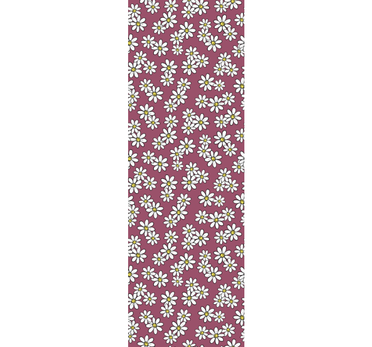 Blumentapete gänseblümchen auf rotem muster - TenStickers